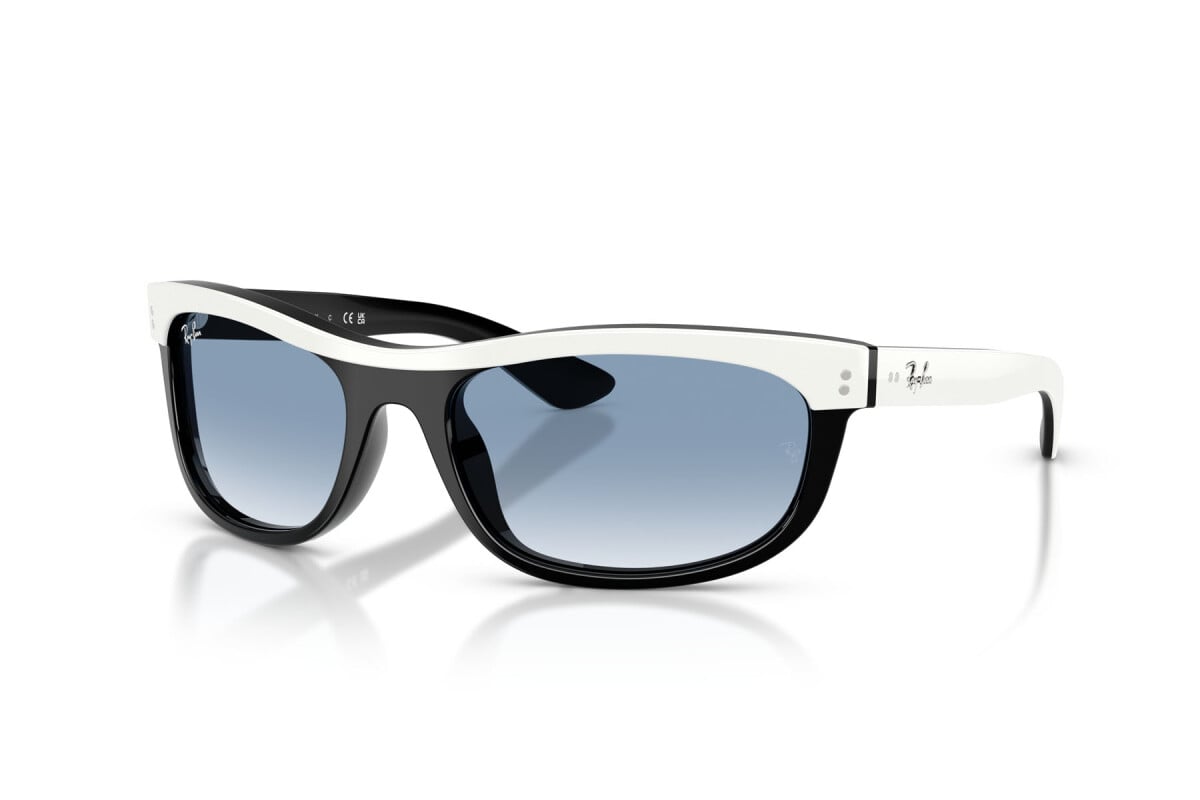 OCCHIALE DA SOLE UNISEX RAY-BAN RB 2489 - BALORAMA 14443F BIANCO SU NERO - TAGLIA 62