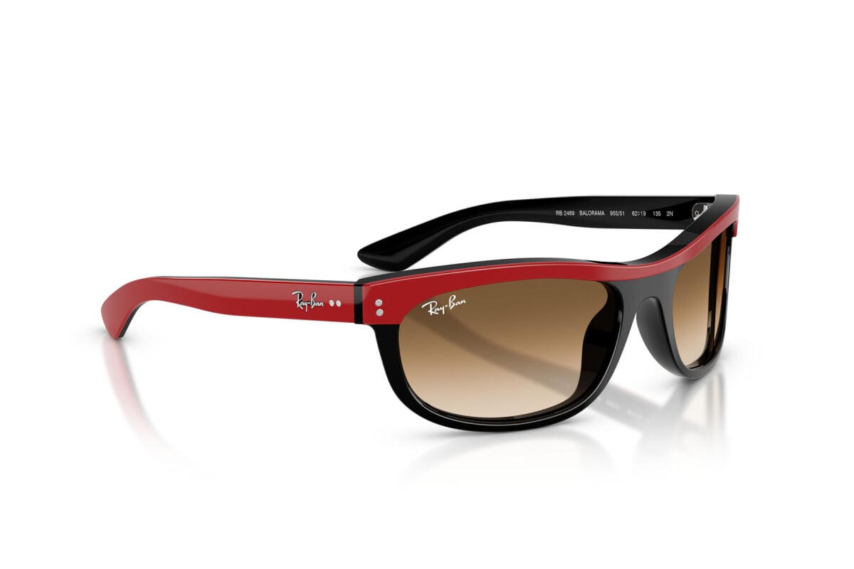 OCCHIALE DA SOLE UNISEX RAY-BAN RB 2489 - BALORAMA 955/51 ROSSO SU NERO - TAGLIA 62