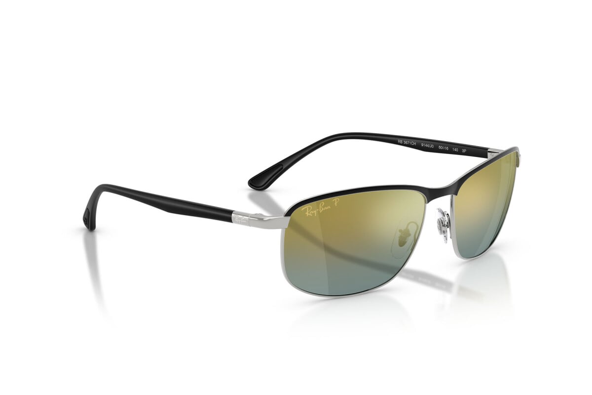 OCCHIALE DA SOLE UNISEX RAY-BAN RB 3671CH - CHROMANCE 9144J0 NERO SU ARGENTO - TAGLIA 60