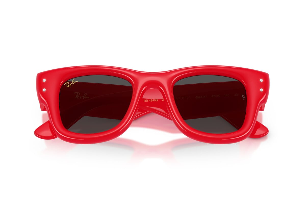 OCCHIALE DA SOLE UNISEX RAY-BAN RB 4940B - WAYFARER PUFFER 686187 ROSSO E STRASS - TAGLIA 47