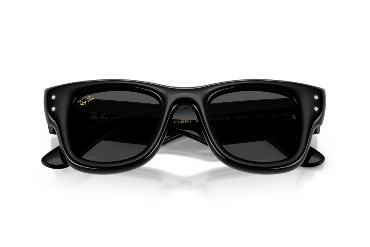 OCCHIALE DA SOLE UNISEX RAY-BAN RB 4940B - WAYFARER PUFFER 686487 NERO E STRASS - TAGLIA 47