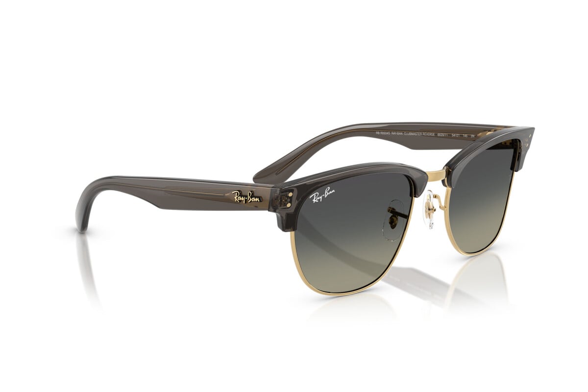OCCHIALE DA SOLE UNISEX RAY-BAN RB R0504S - CLUBMASTER REVERSE 682911 GRIGIO SCURO TRASPARENTE SU ORO - TAGLIA 54