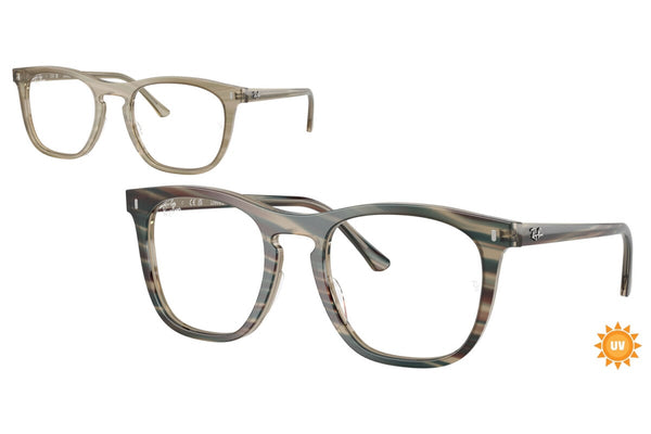OCCHIALE DA SOLE UNISEX RAY-BAN RX 2210V - 8381 FOTO A STRISCE GRIGIO - TAGLIA 53