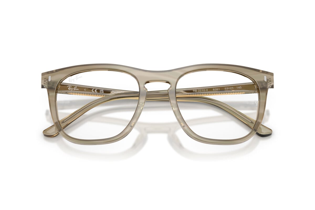 OCCHIALE DA SOLE UNISEX RAY-BAN RX 2210V - 8381 FOTO A STRISCE GRIGIO - TAGLIA 53