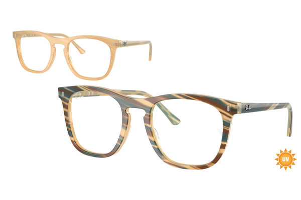 OCCHIALE DA SOLE UNISEX RAY-BAN RX 2210V - 8383 FOTO STRIATO MARRONE - TAGLIA 53