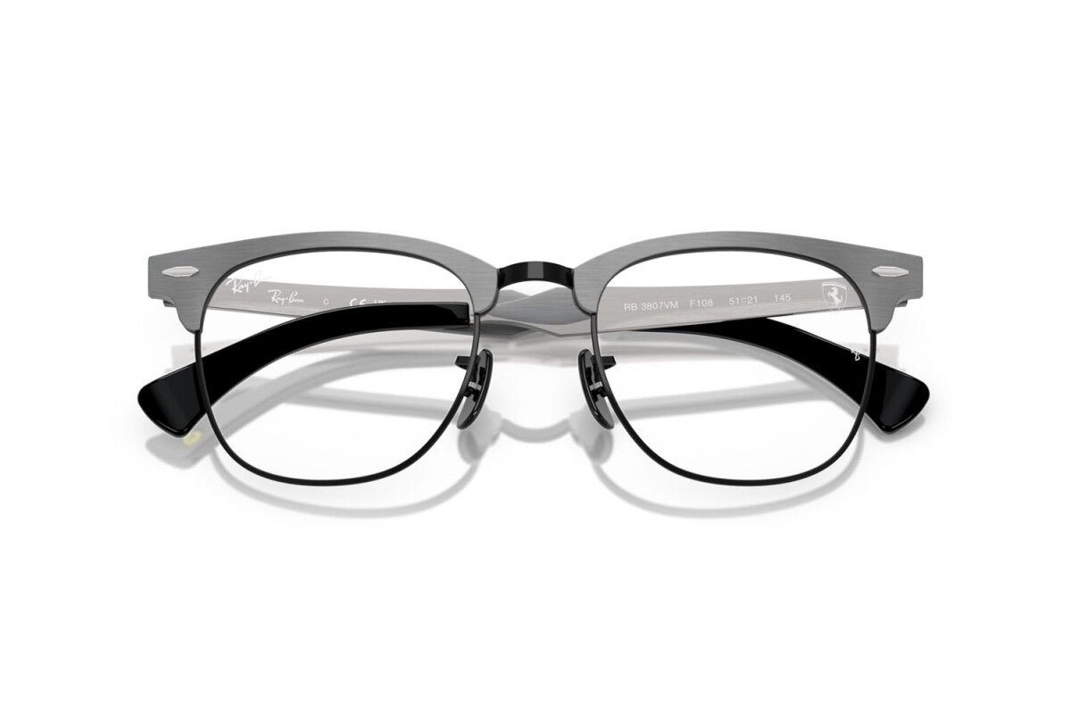 OCCHIALE DA VISTA UNISEX RAY-BAN RX 3807VM - F108 GRIGIO SPAZZOLATO SU NERO - TAGLIA 51