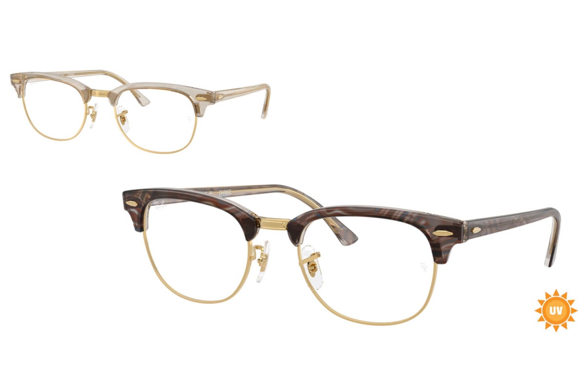 OCCHIALE DA SOLE UNISEX RAY-BAN RX 5154 - CLUBMASTER 8291 FOTO ONDE GRIGIO - TAGLIA 53