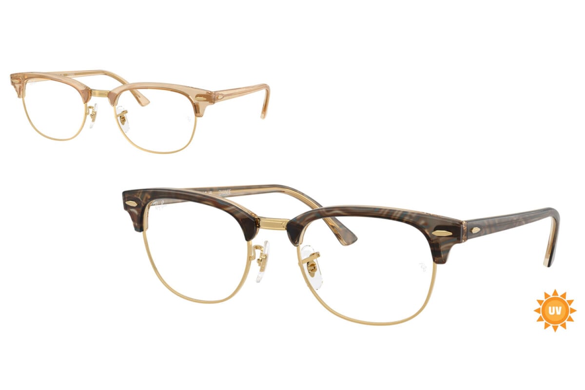 OCCHIALE DA SOLE UNISEX RAY-BAN RX 5154 - CLUBMASTER 8294 FOTO ONDE MARRONE - TAGLIA 53