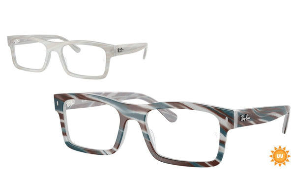 OCCHIALE DA SOLE UNISEX RAY-BAN RX 5435 - 8382 FOTO A STRISCE AZZURRO CHIARO - TAGLIA 56