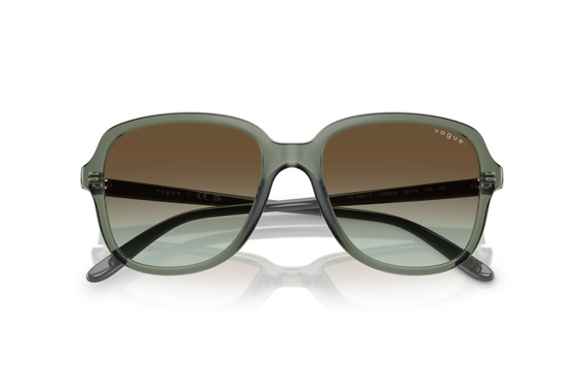 VOGUE - 3086E8 VERDE GERMANO REALE TRASPARENTE | OCCHIALE DA SOLE DONNA - VO 5601S TAGLIA 53
