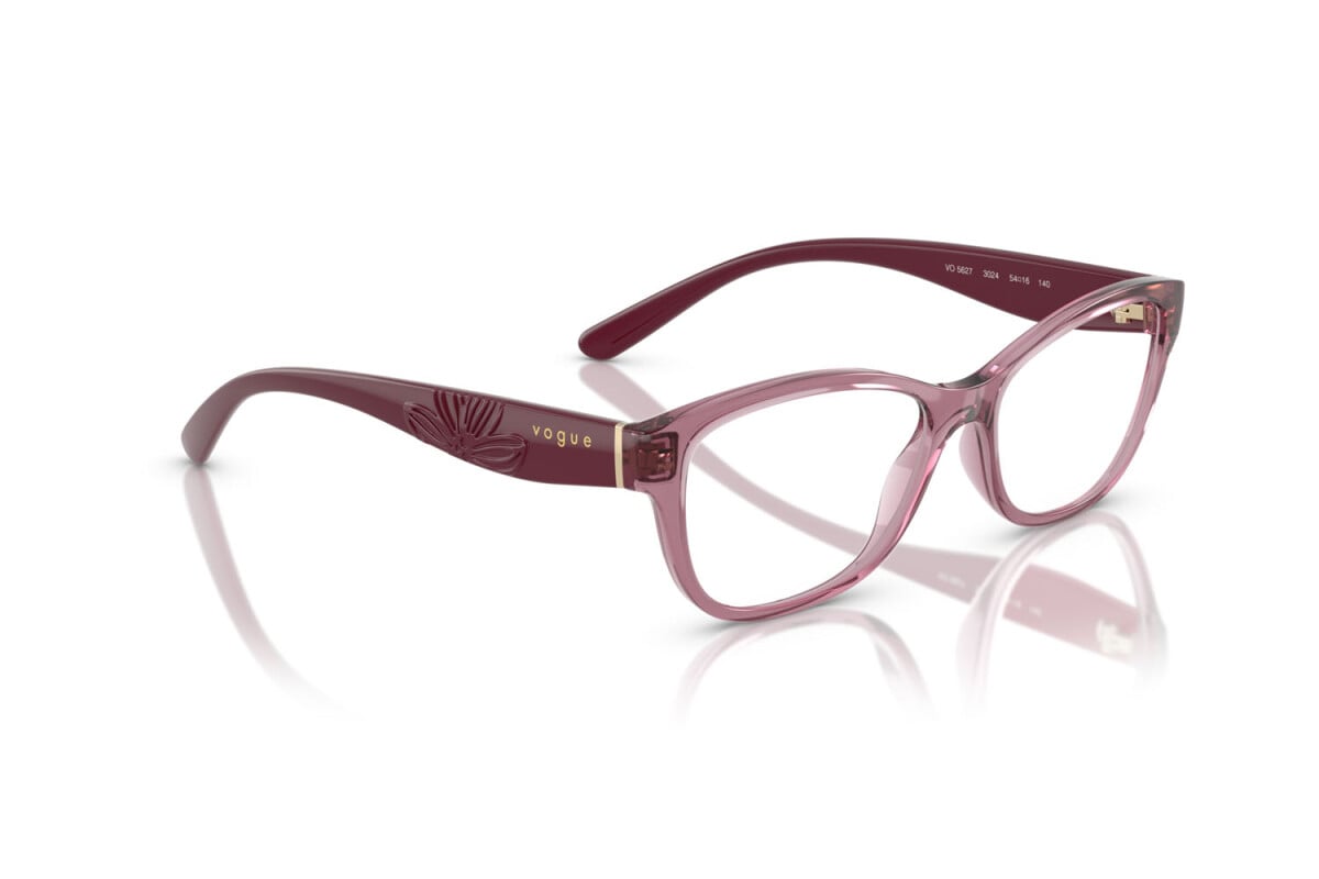 VOGUE - 3024 ROSA SCURO TRASPARENTE | OCCHIALE DA VISTA DONNA - VO 5627 TAGLIA 54