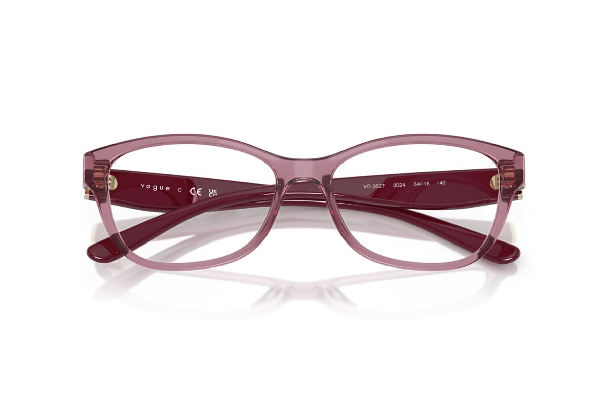 VOGUE - 3024 ROSA SCURO TRASPARENTE | OCCHIALE DA VISTA DONNA - VO 5627 TAGLIA 52