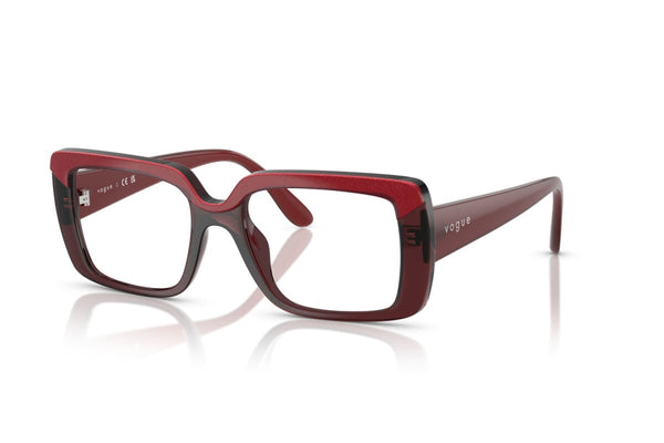 VOGUE - 3225 ROSSO SUPERIORE/ROSSO TRASPARENTE | OCCHIALE DA VISTA DONNA - VO 5636U TAGLIA 50