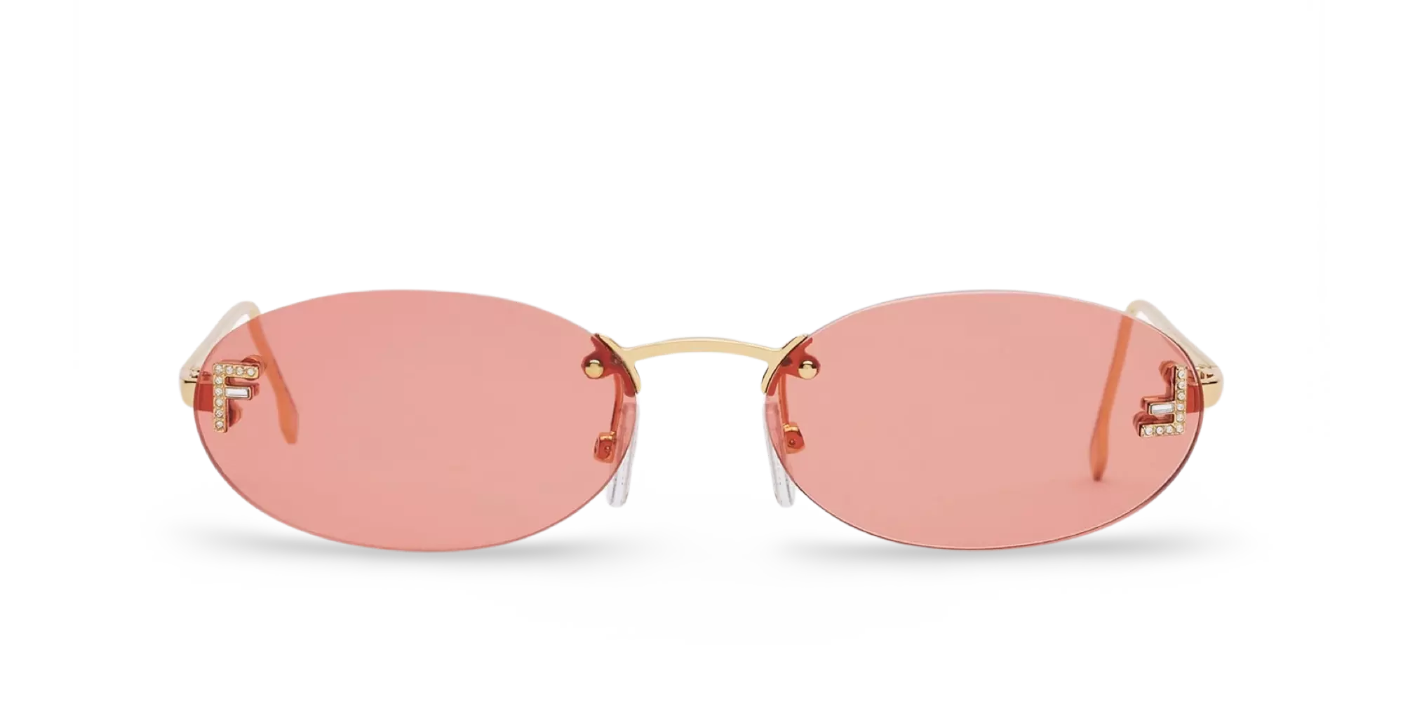 OCCHIALI DA SOLE OVALI ORO CON LENTI ROSSE - 54-15-135 MM