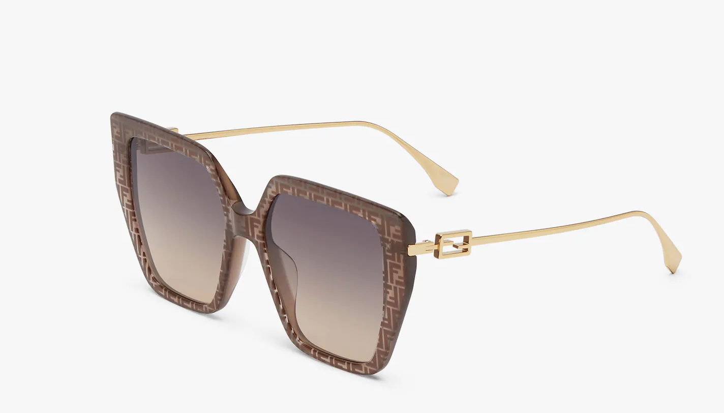 Baguette Occhiali da sole in acetato FF marrone