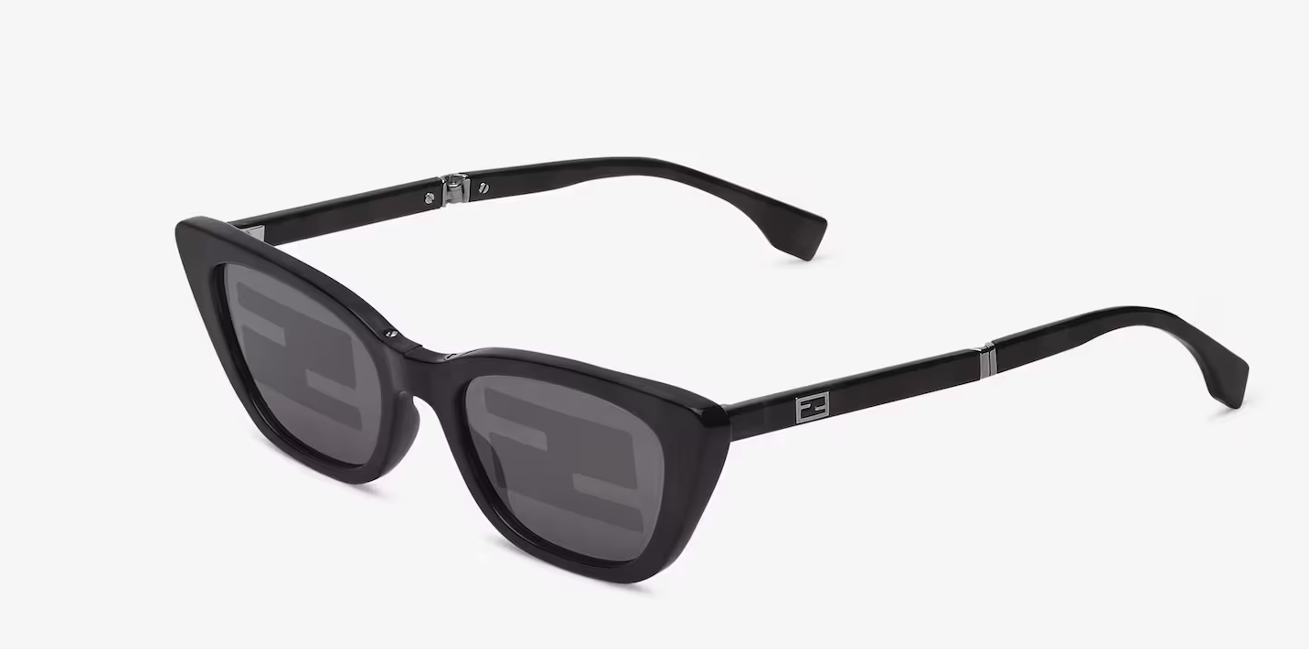 Baguette Occhiali da sole sfilata pieghevoli neri con logo Baguette