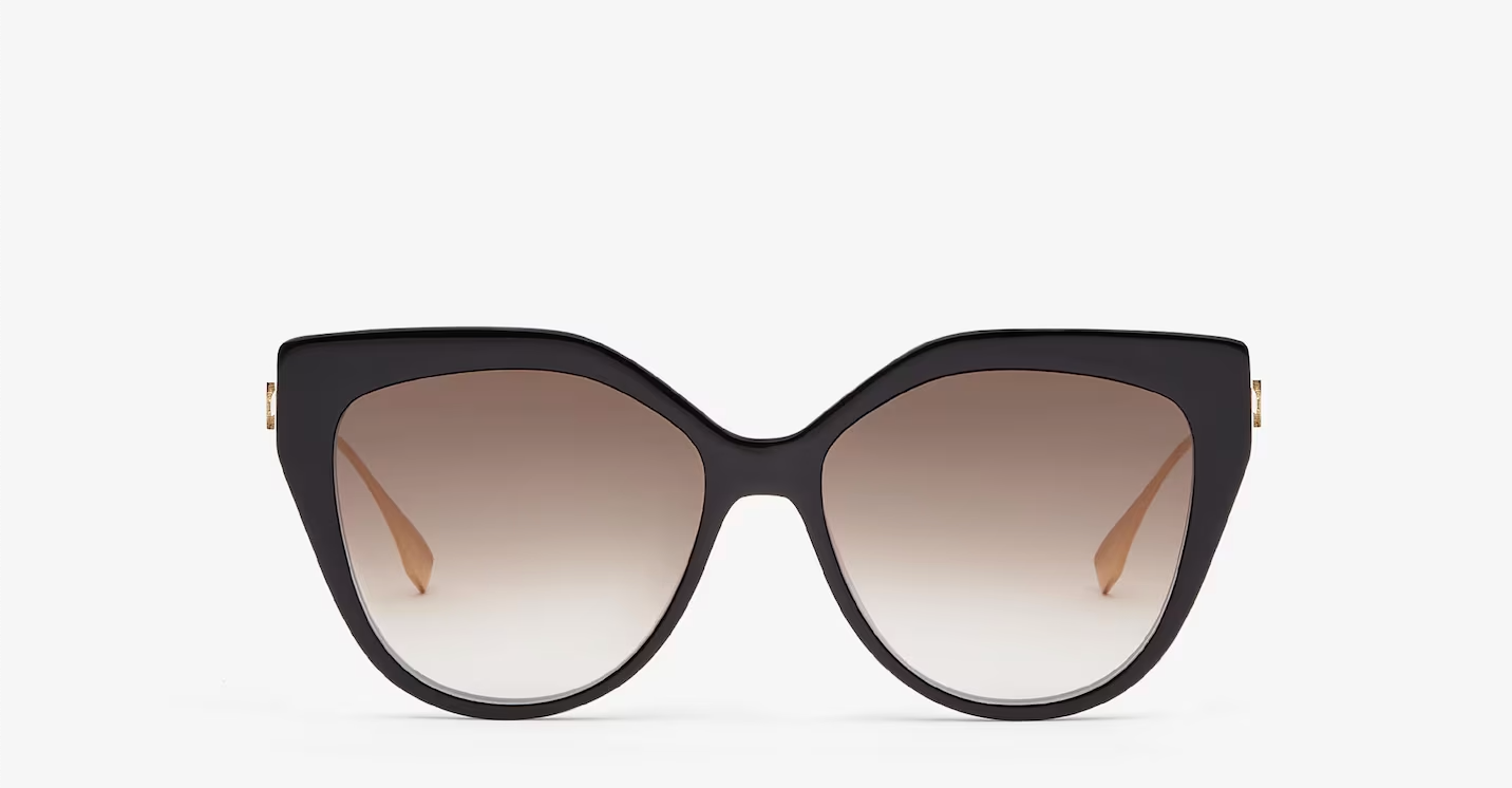 Baguette Occhiali da sole in acetato nero e metallo