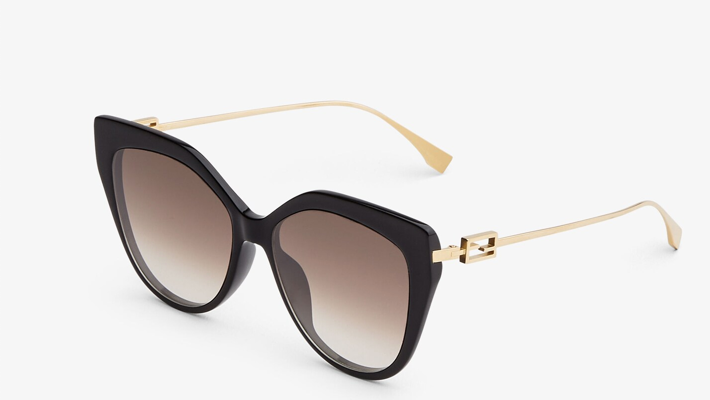 Baguette Occhiali da sole in acetato nero e metallo