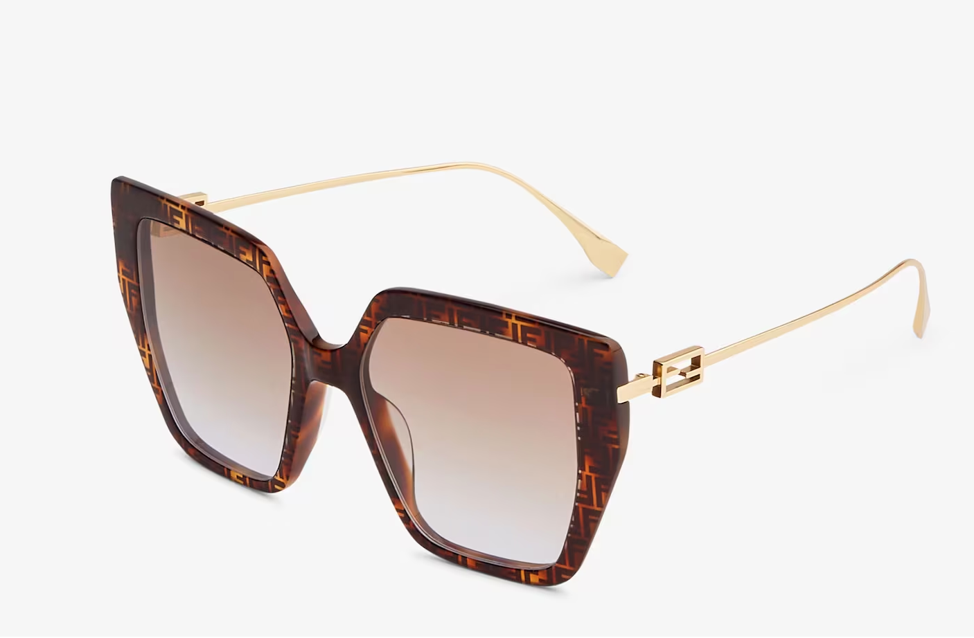 Baguette Occhiali da sole in acetato havana FF e metallo