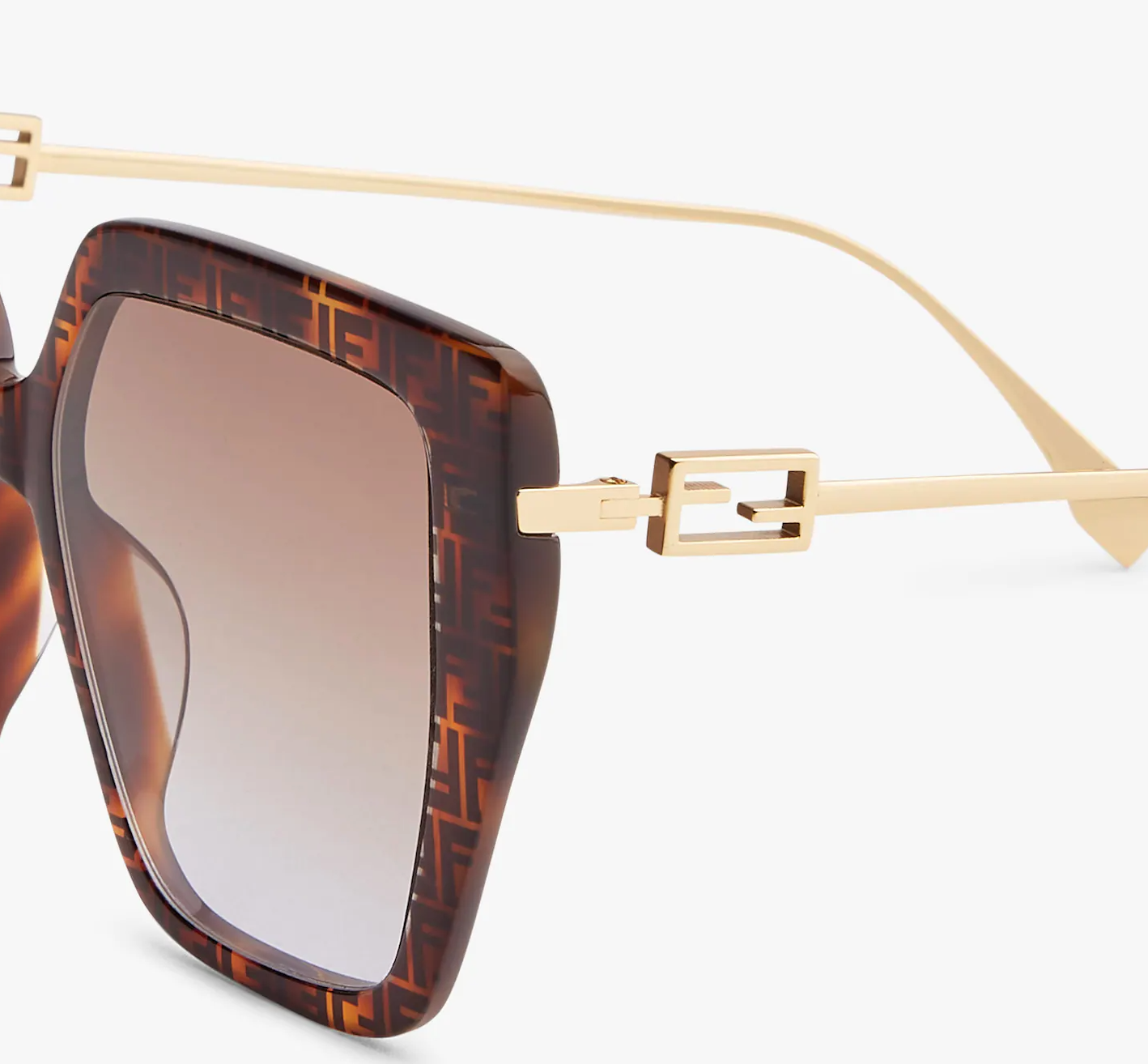 Baguette Occhiali da sole in acetato havana FF e metallo