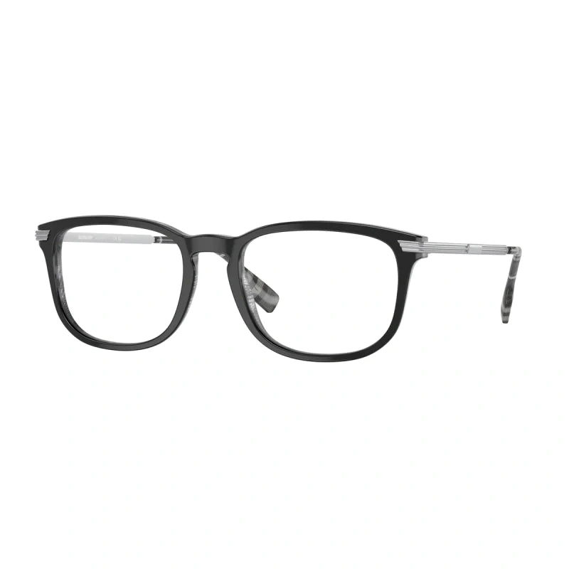 BURBERRY BE 2369 CEDRIC 3829 PARTE SUPERIORE NERA SU CHECK ANTRACITE | OCCHIALE DA VISTA UOMO CALIBRO 56