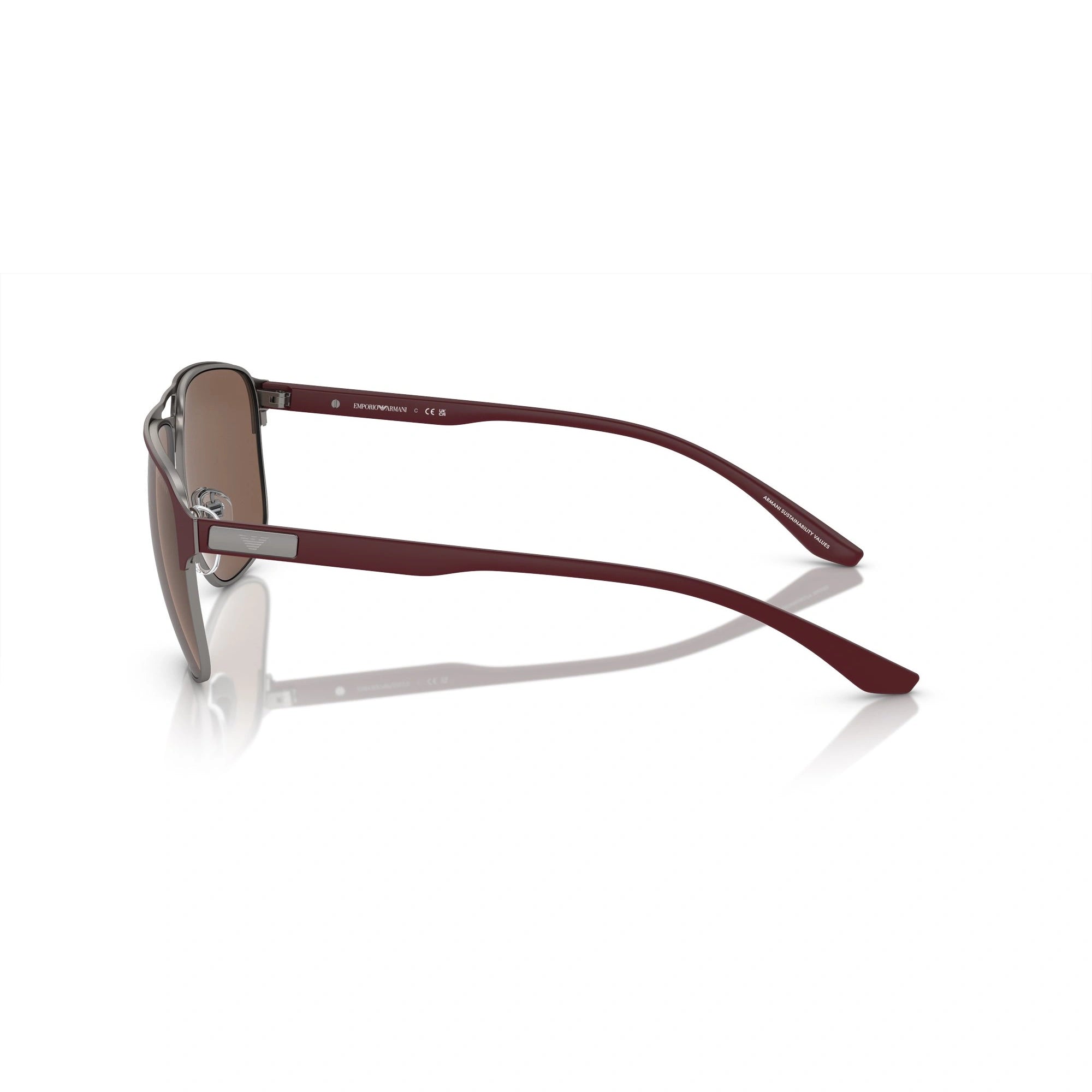 EMPORIO ARMANI EA 2144 - 336673 CANNA DI FUCILE OPACO/BORDEAUX | OCCHIALE DA SOLE UOMO | CALIBRO 60