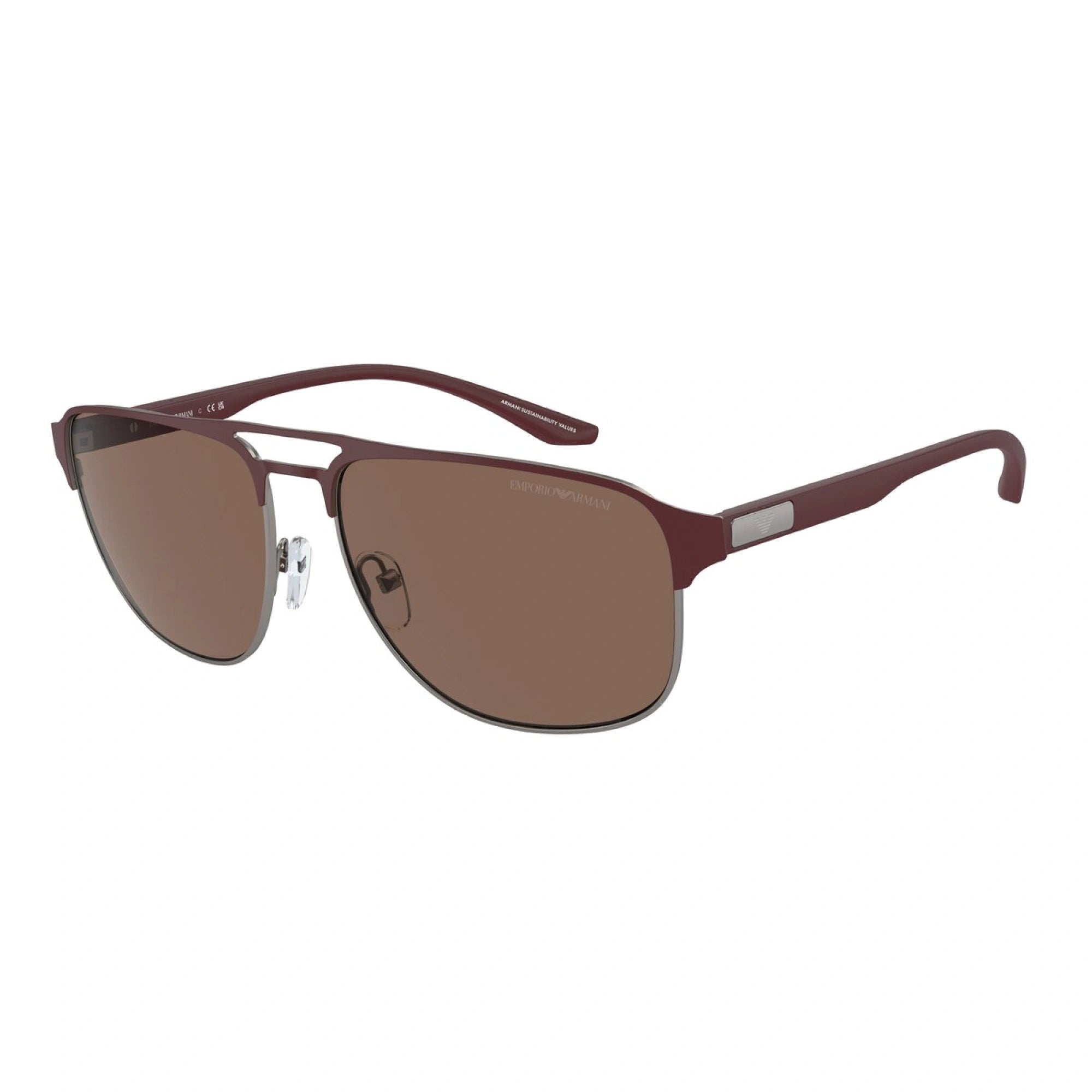 EMPORIO ARMANI EA 2144 - 336673 CANNA DI FUCILE OPACO/BORDEAUX | OCCHIALE DA SOLE UOMO | CALIBRO 60