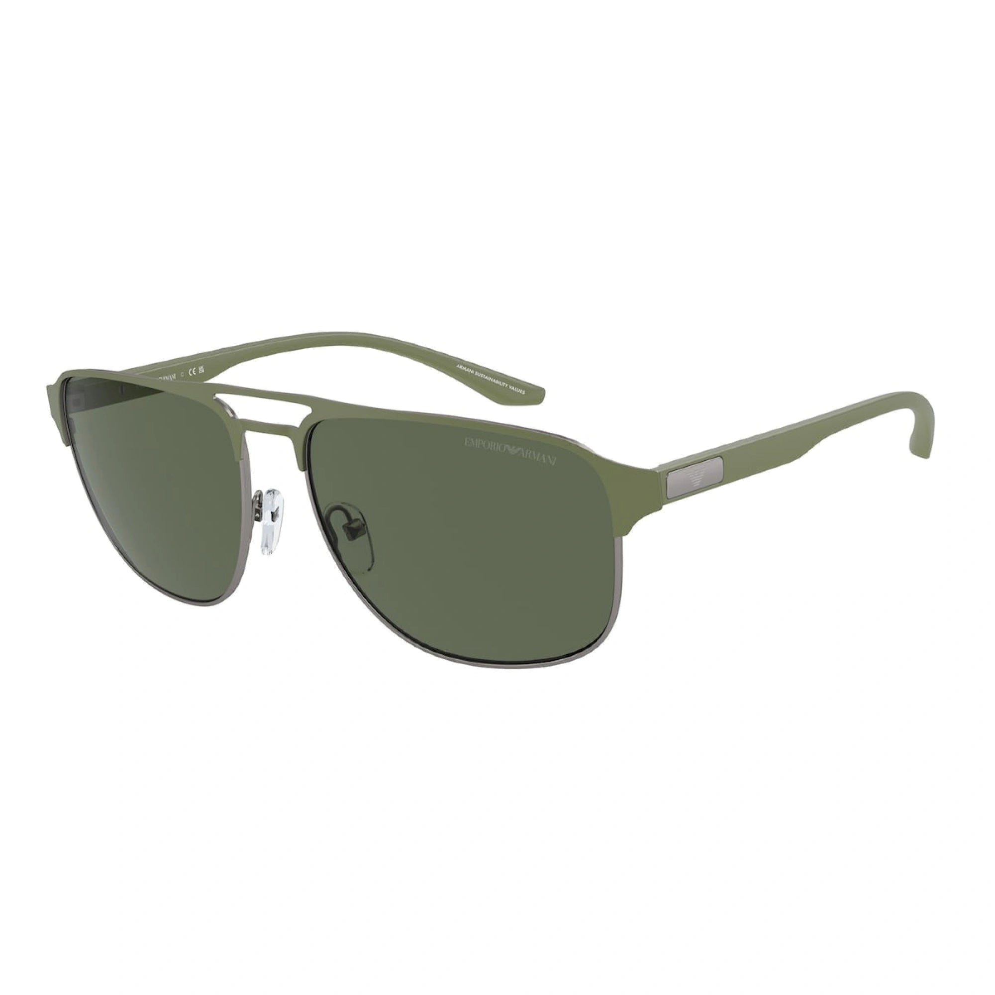 EMPORIO ARMANI EA 2144 - 336771 CANNA DI FUCILE OPACO/VERDE SALVIA | OCCHIALE DA SOLE UOMO | CALIBRO 60