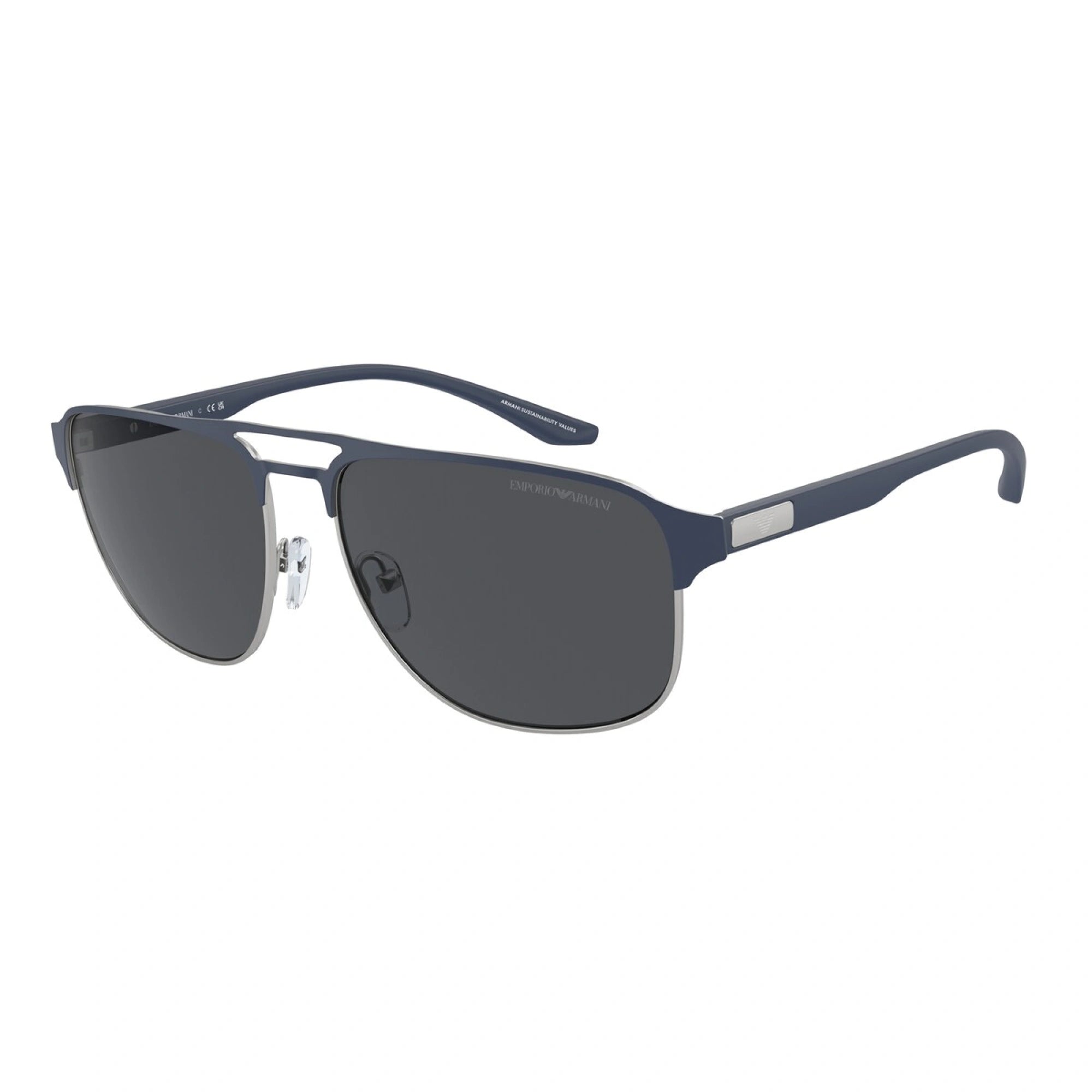 EMPORIO ARMANI EA 2144 - 336887 ARGENTO OPACO/BLU | OCCHIALE DA SOLE UOMO | CALIBRO 60