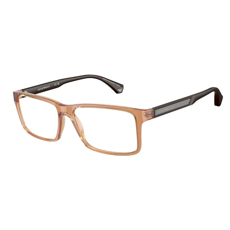 EMPORIO ARMANI - 5044 MARRONE TRASPARENTE LUCIDO | OCCHIALE DA VISTA UOMO - EA 3038 CALIBRO 54