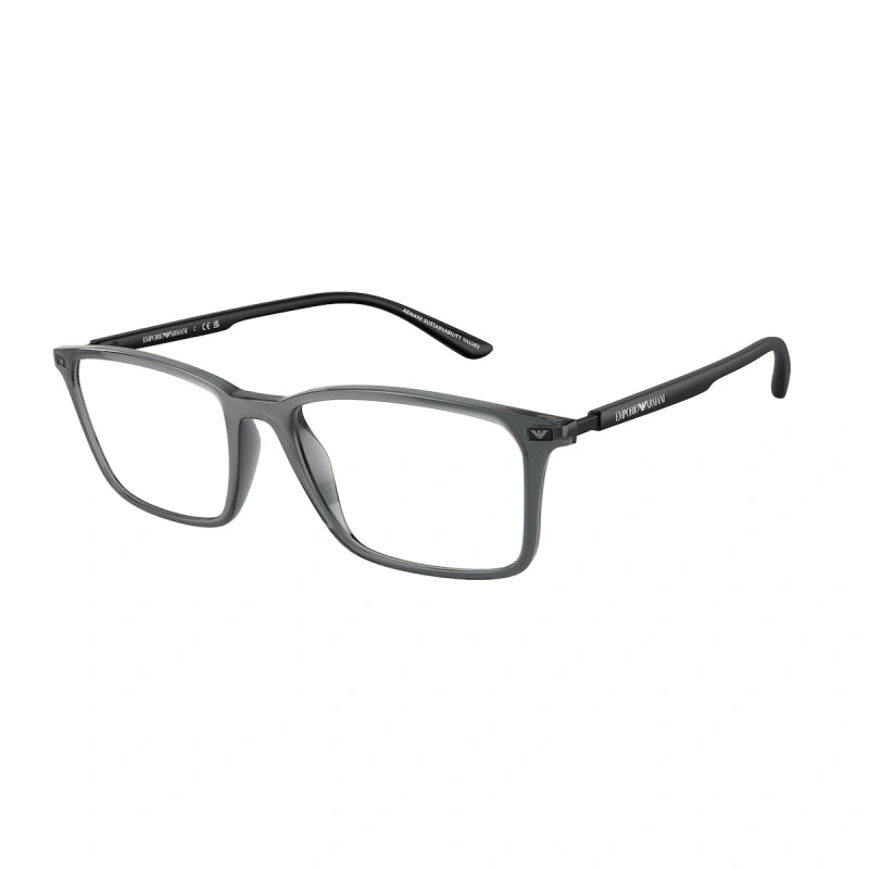 EMPORIO ARMANI - 6106 NERO TRASPARENTE LUCIDO | OCCHIALE DA VISTA UOMO - EA 3237 CALIBRO 53