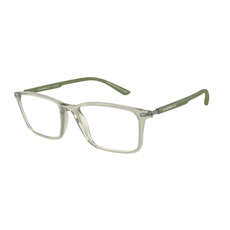 EMPORIO ARMANI - 6107 VERDE TRASPARENTE LUCIDO | OCCHIALE DA VISTA UOMO - EA 3237 CALIBRO 53