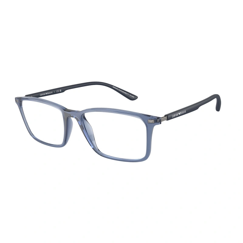 EMPORIO ARMANI - 6108 BLU TRASPARENTE LUCIDO | OCCHIALE DA VISTA UOMO - EA 3237 CALIBRO 53