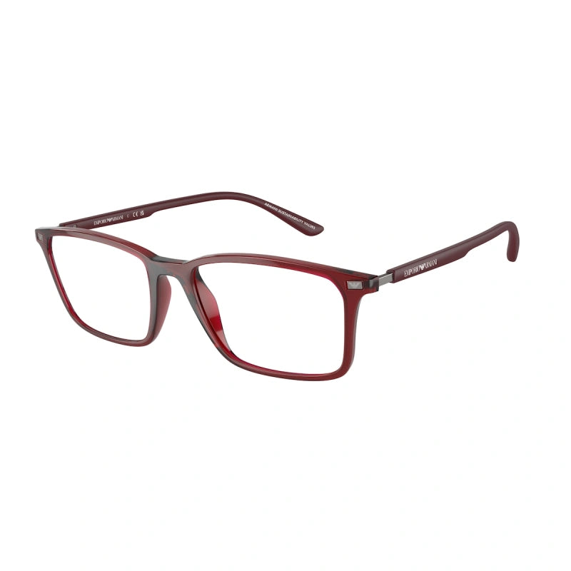EMPORIO ARMANI - 6109 BORDEAUX TRASPARENTE LUCIDO | OCCHIALE DA VISTA UOMO - EA 3237 CALIBRO 53