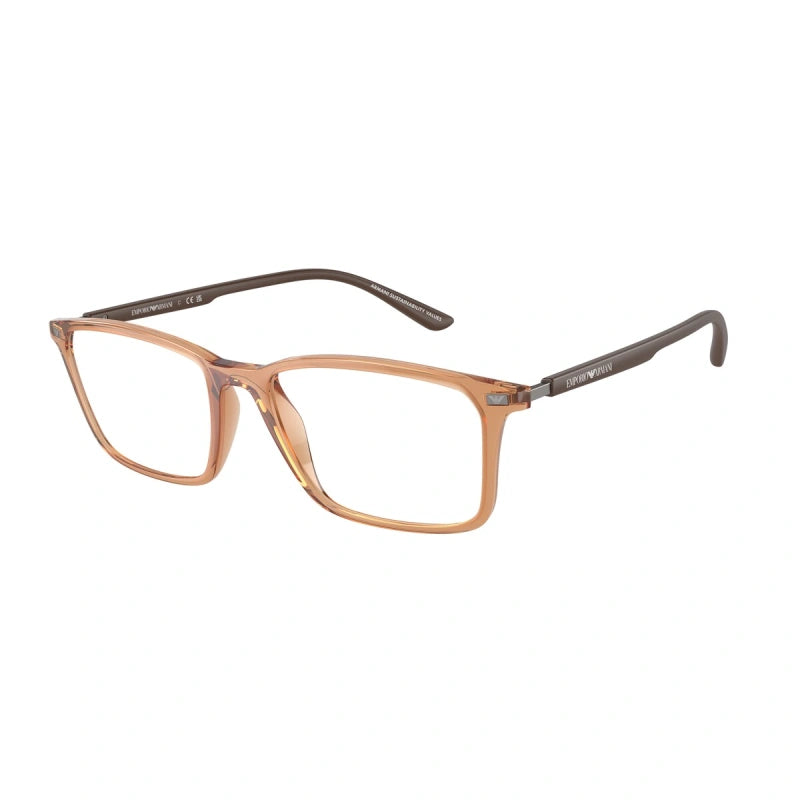 EMPORIO ARMANI - 6110 MARRONE TRASPARENTE LUCIDO | OCCHIALE DA VISTA UOMO - EA 3237 CALIBRO 53