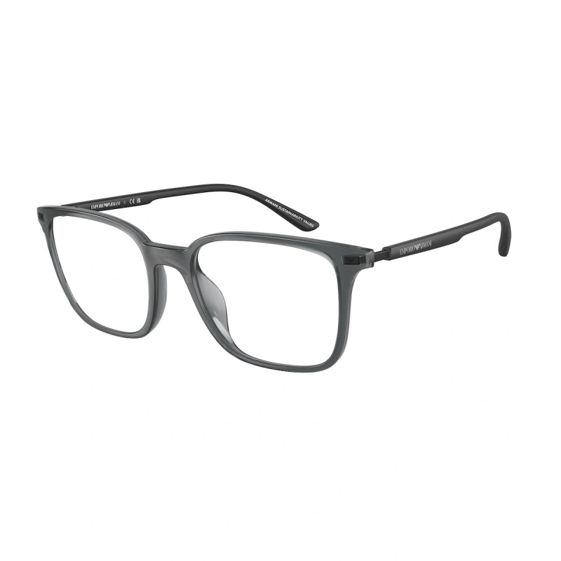 EMPORIO ARMANI - 6106 NERO TRASPARENTE LUCIDO | OCCHIALE DA VISTA UOMO - EA 3242U CALIBRO 52