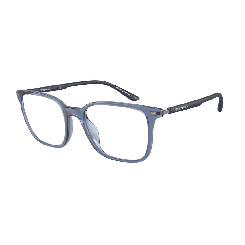 EMPORIO ARMANI - 6108 BLU TRASPARENTE LUCIDO | OCCHIALE DA VISTA UOMO - EA 3242U CALIBRO 52