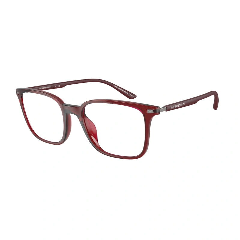 EMPORIO ARMANI - 6109 BORDEAUX TRASPARENTE LUCIDO | OCCHIALE DA VISTA UOMO - EA 3242U CALIBRO 52