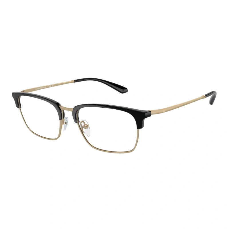 EMPORIO ARMANI - 3002 NERO LUCIDO/ORO PALLIDO OPACO | OCCHIALE DA VISTA UOMO - EA 3243 CALIBRO 53