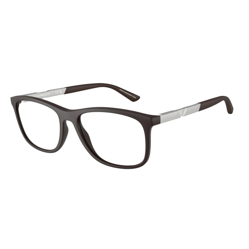 EMPORIO ARMANI - 6186 MARRONE SCURO OPACO | OCCHIALE DA VISTA UOMO - EA 3247 CALIBRO 53