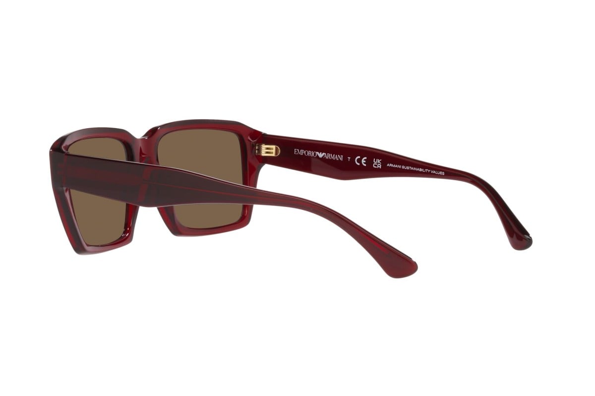OCCHIALE DA SOLE UOMO | EMPORIO ARMANI  EA 4186 - 507573 ROSSO TRASPARENTE LUCIDO - CALIBRO 58