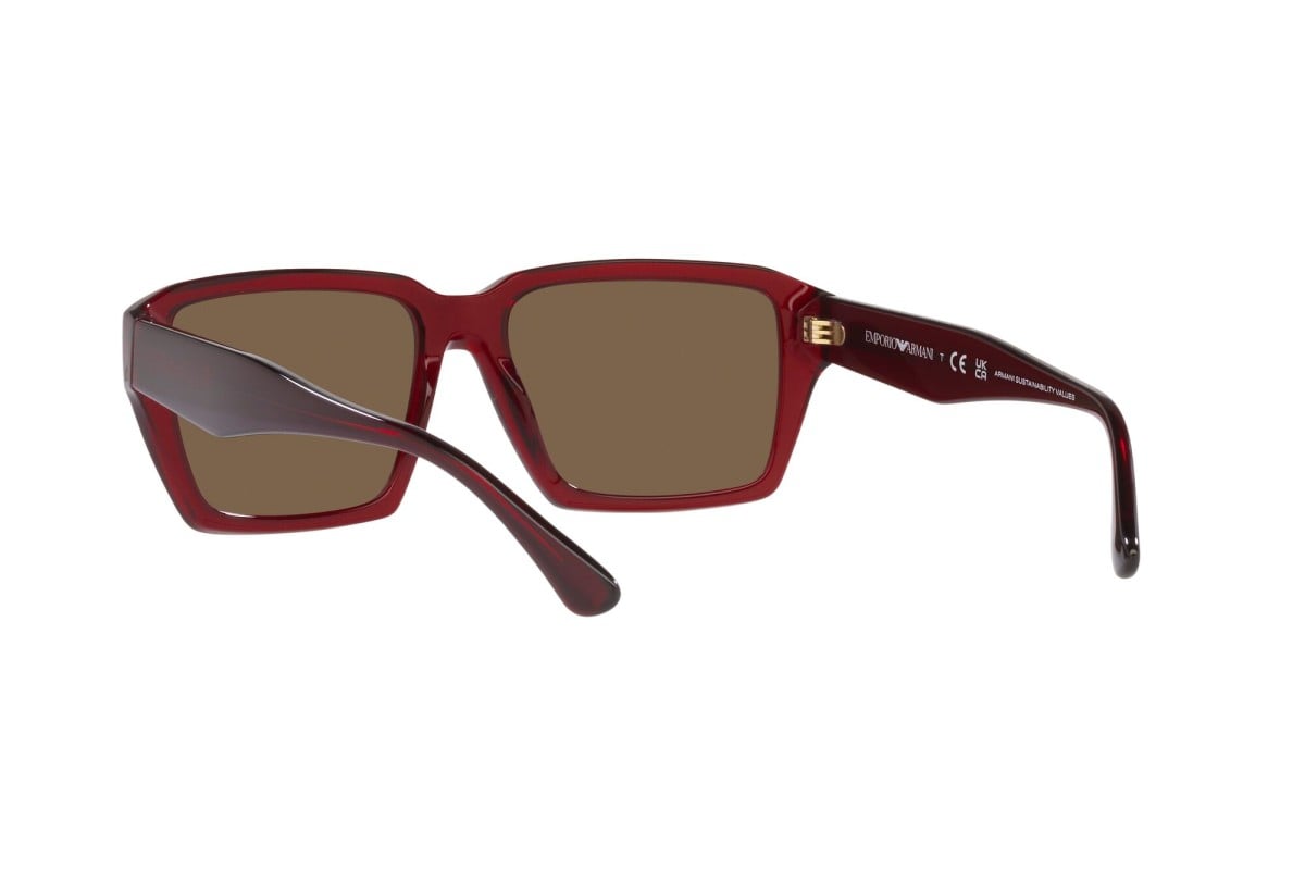 OCCHIALE DA SOLE UOMO | EMPORIO ARMANI  EA 4186 - 507573 ROSSO TRASPARENTE LUCIDO - CALIBRO 58