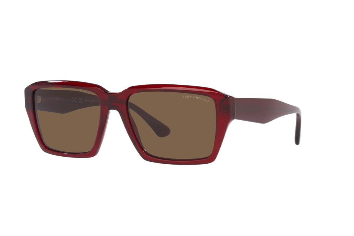 OCCHIALE DA SOLE UOMO | EMPORIO ARMANI  EA 4186 - 507573 ROSSO TRASPARENTE LUCIDO - CALIBRO 58
