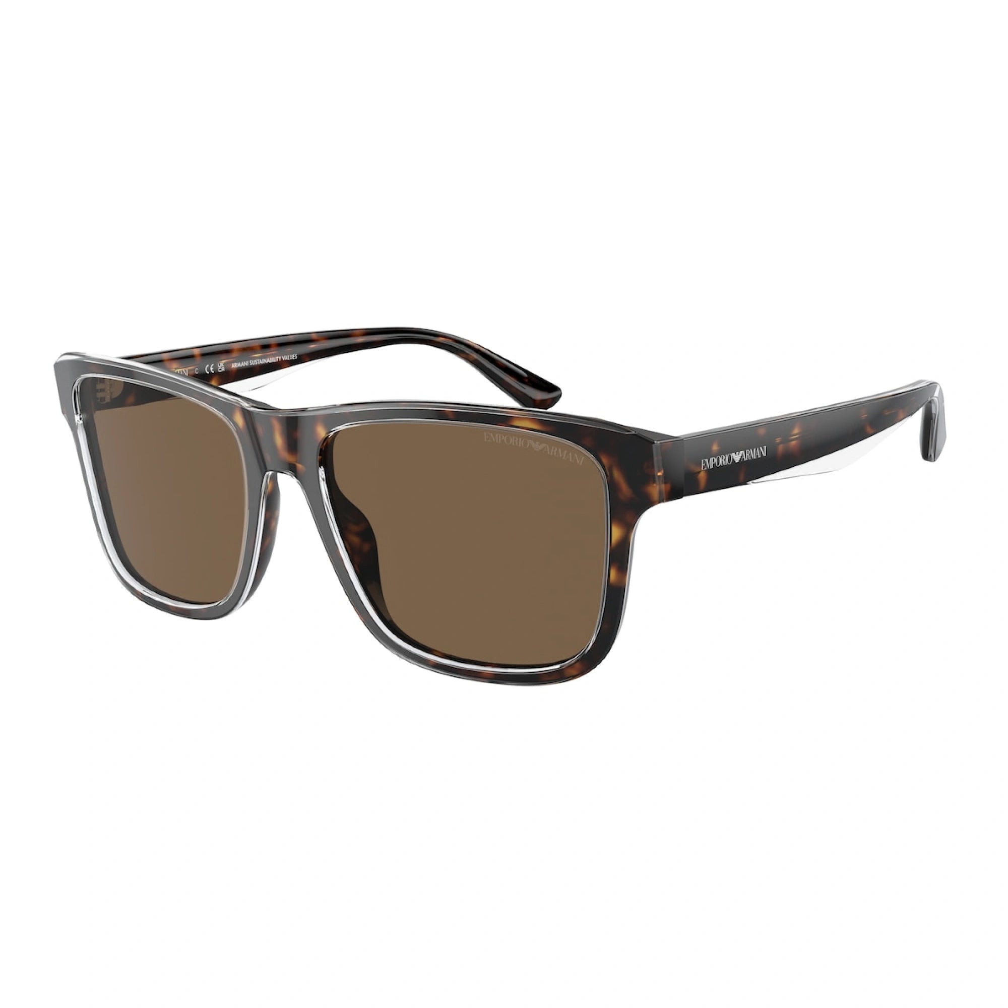 EMPORIO ARMANI EA 4208 - 605273 AVANA LUCIDA/TOP CRISTALLO | OCCHIALE DA SOLE UOMO | CALIBRO 56
