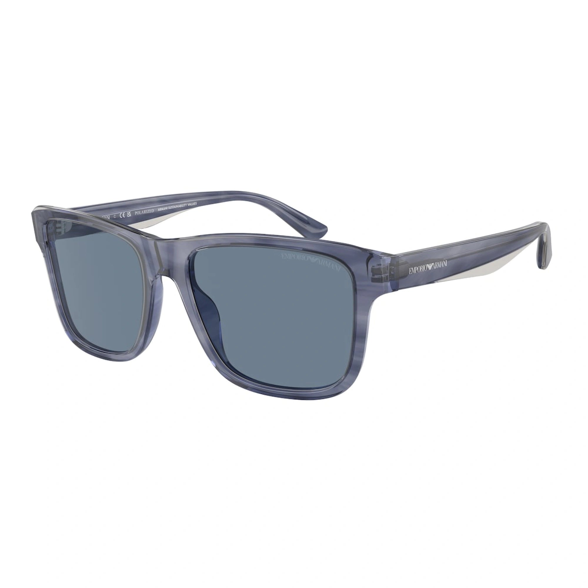 EMPORIO ARMANI EA 4208 - 605480 BLU LUCIDO/FUMO SUPERIORE | OCCHIALE DA SOLE UOMO | CALIBRO 56