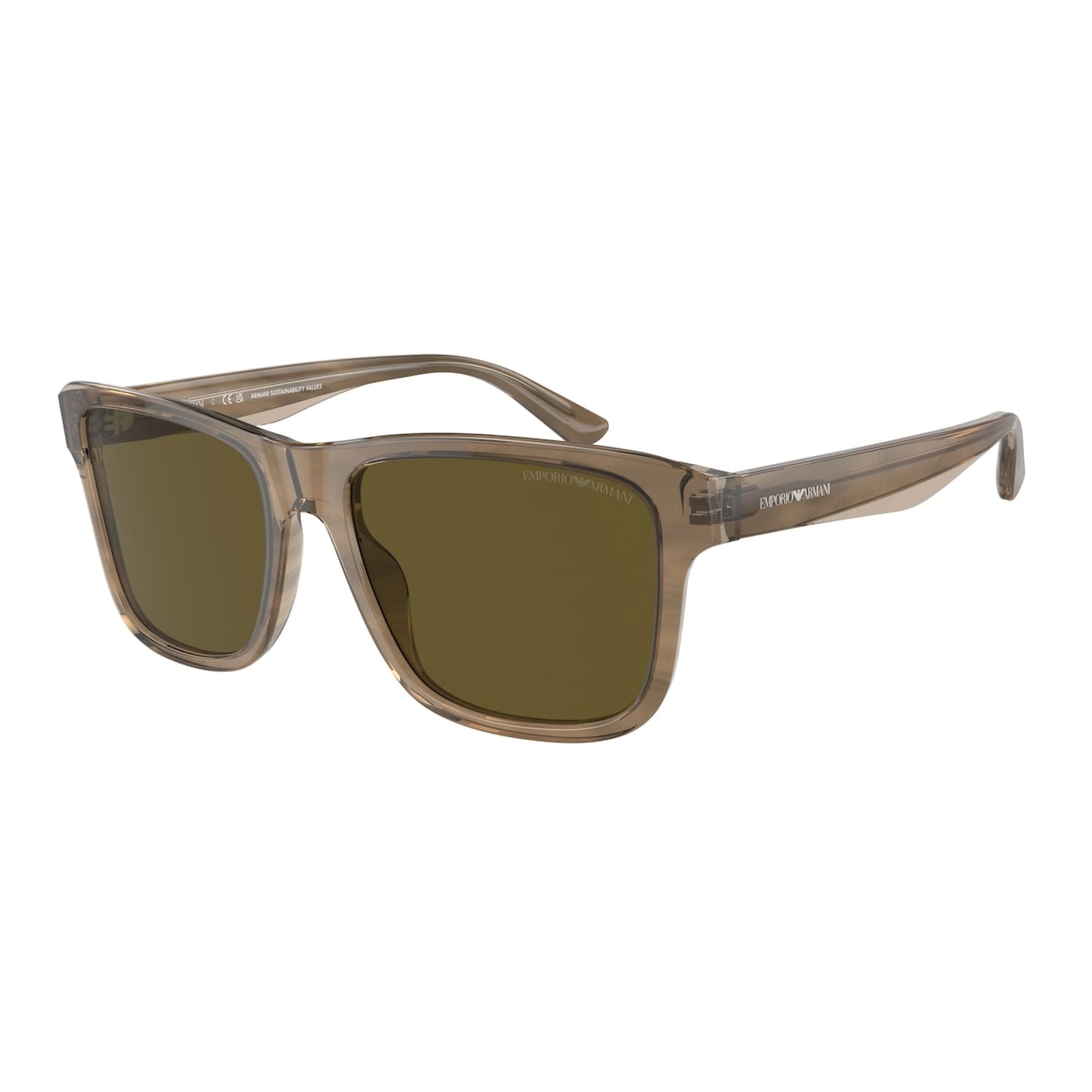 EMPORIO ARMANI EA 4208 - 605573 VERDE LUCIDO/MARRONE SUPERIORE | OCCHIALE DA SOLE UOMO | CALIBRO 56