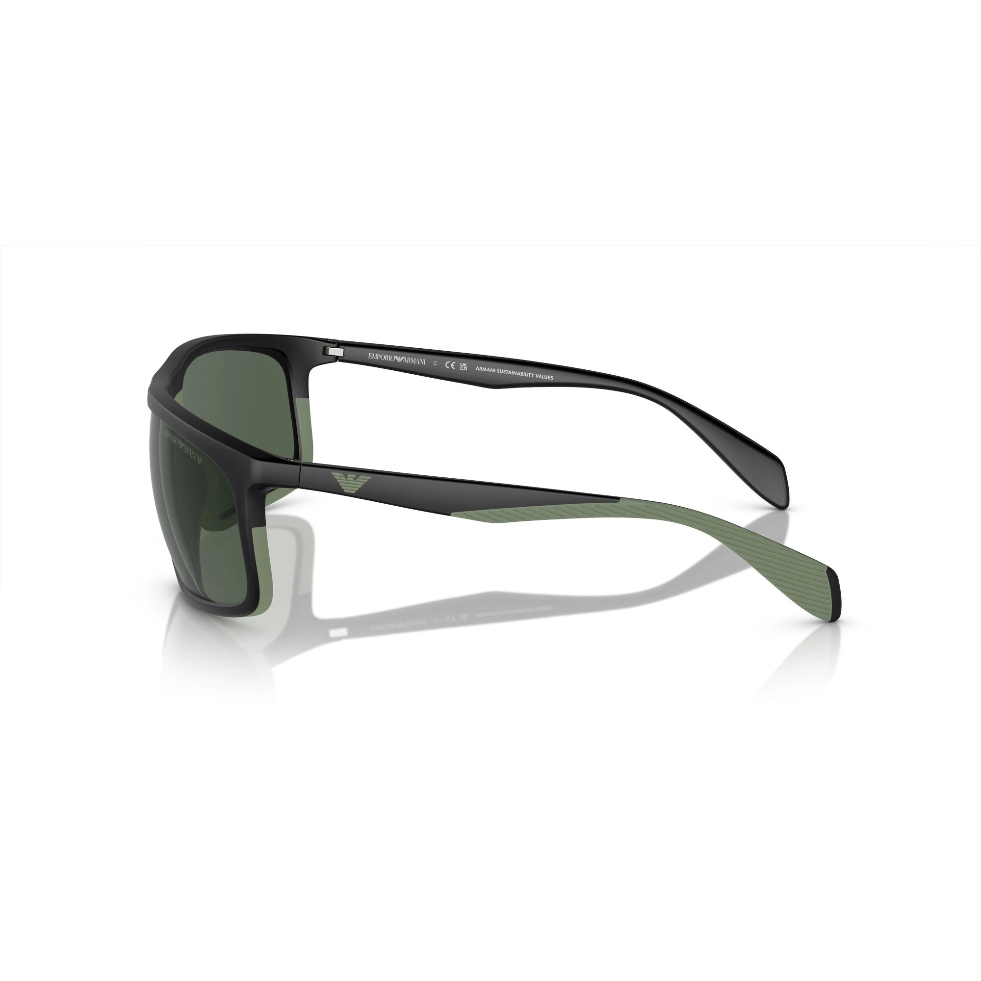 EMPORIO ARMANI EA 4212U - 500171 NERO OPACO/VERDE GOMMA | OCCHIALE DA SOLE UOMO | CALIBRO 64