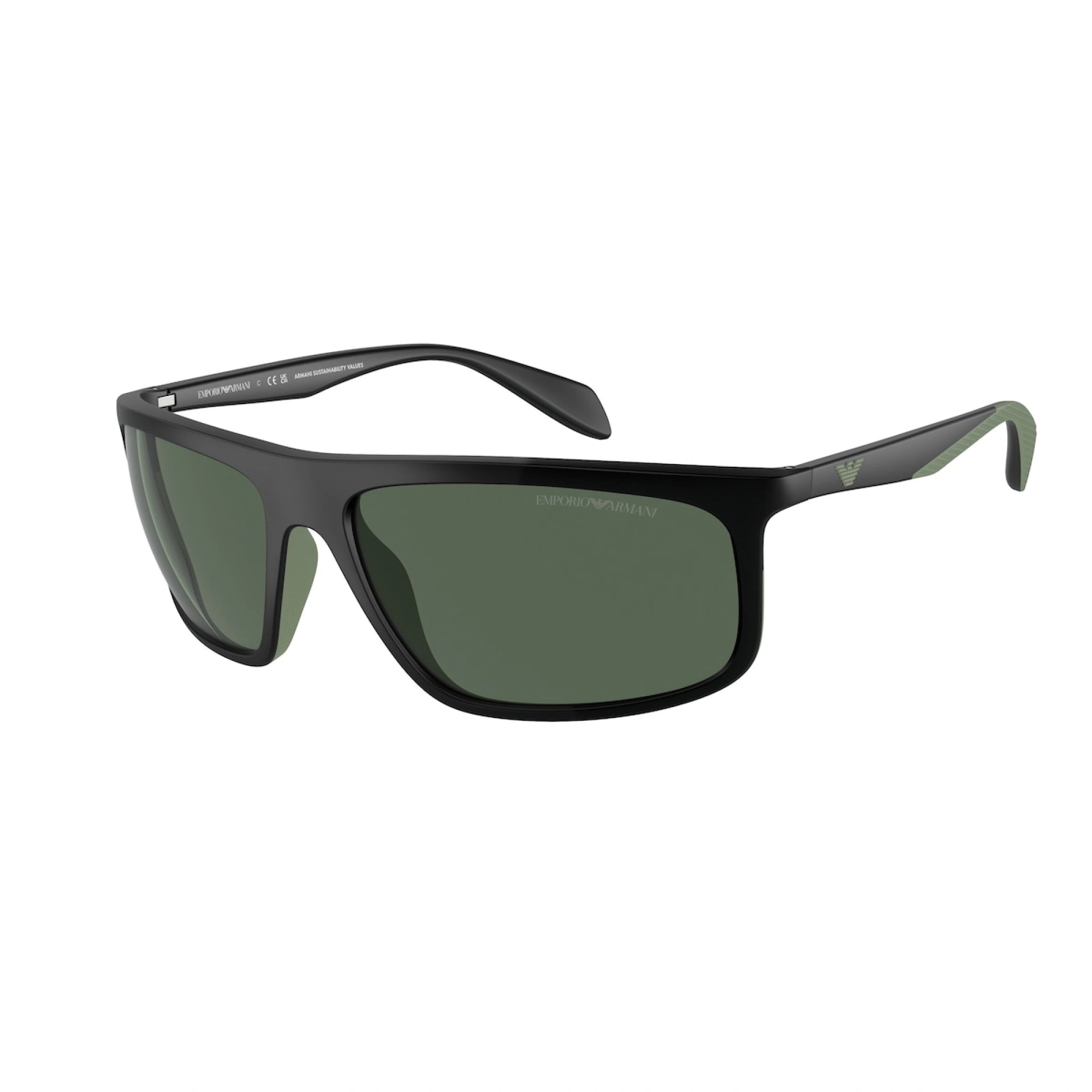 EMPORIO ARMANI EA 4212U - 500171 NERO OPACO/VERDE GOMMA | OCCHIALE DA SOLE UOMO | CALIBRO 64