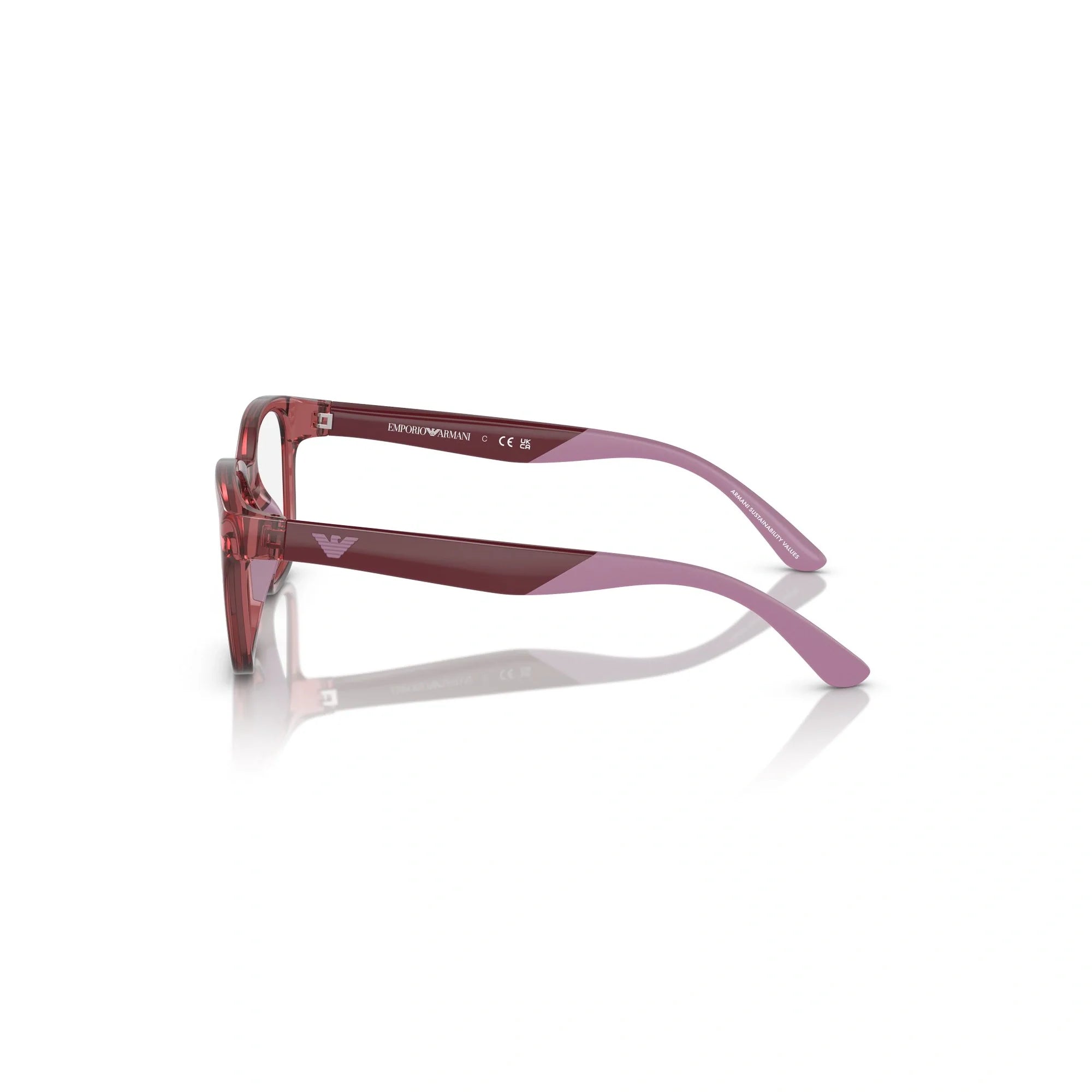 EMPORIO ARMANI EK 3003 - 5075 ROSSO TRASPARENTE LUCIDO | OCCHIALE DA VISTA BAMBINA | CALIBRO 49