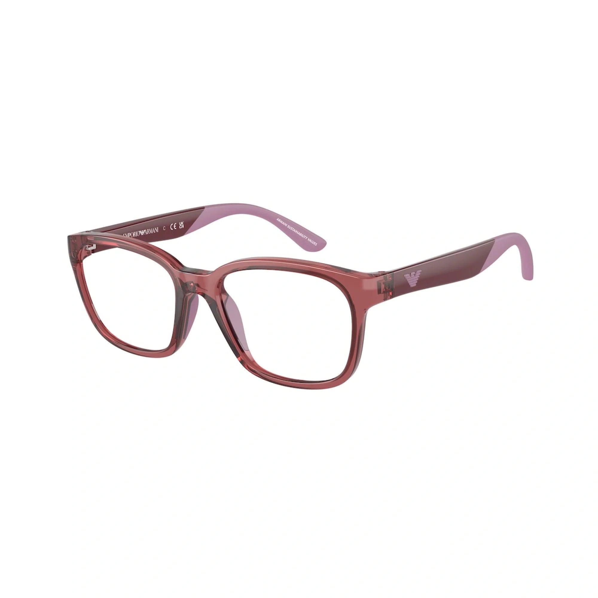 EMPORIO ARMANI EK 3003 - 5075 ROSSO TRASPARENTE LUCIDO | OCCHIALE DA VISTA BAMBINA | CALIBRO 49